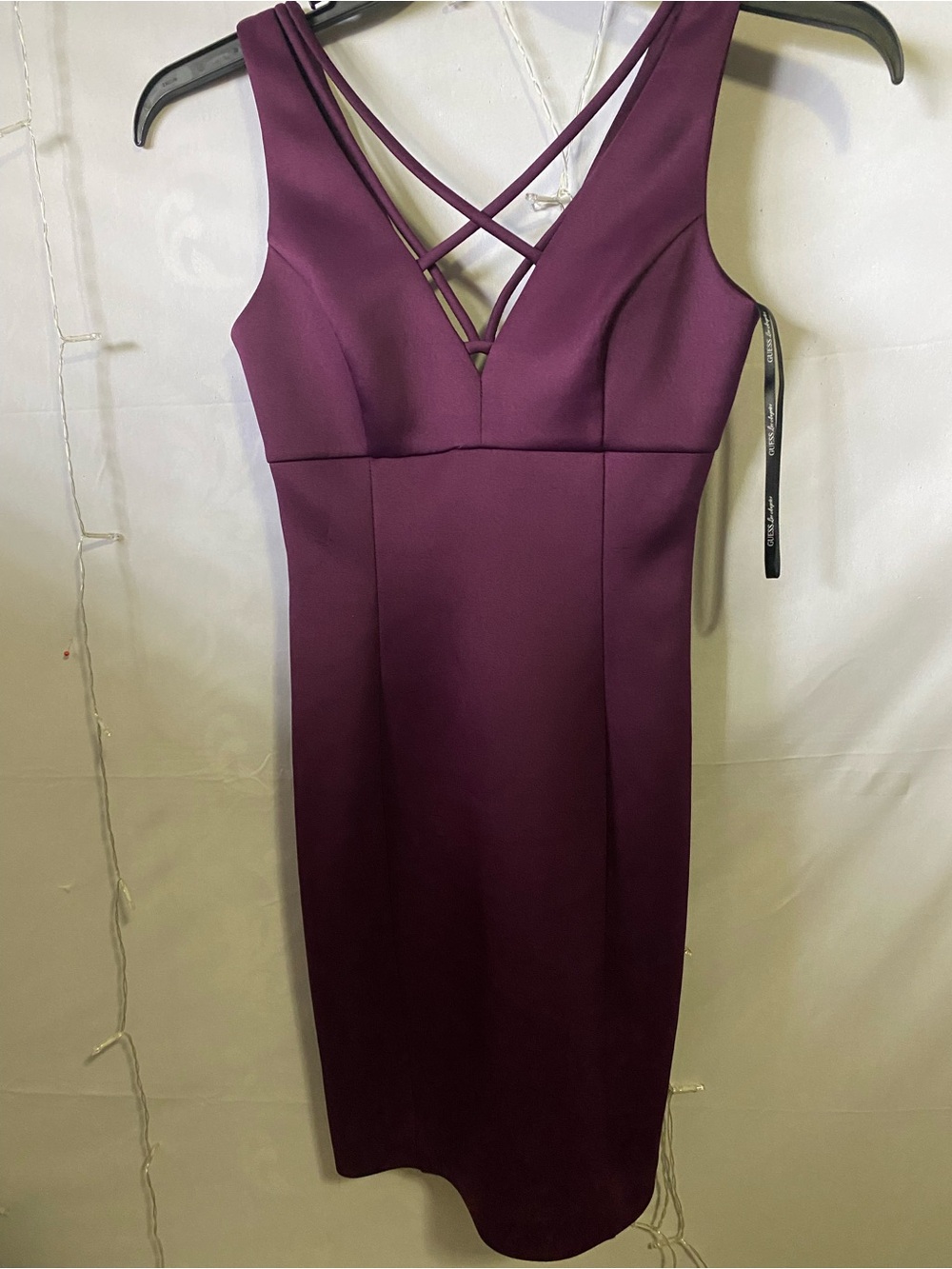 Guess Plum Midi Dress with Crisscross V-Straps